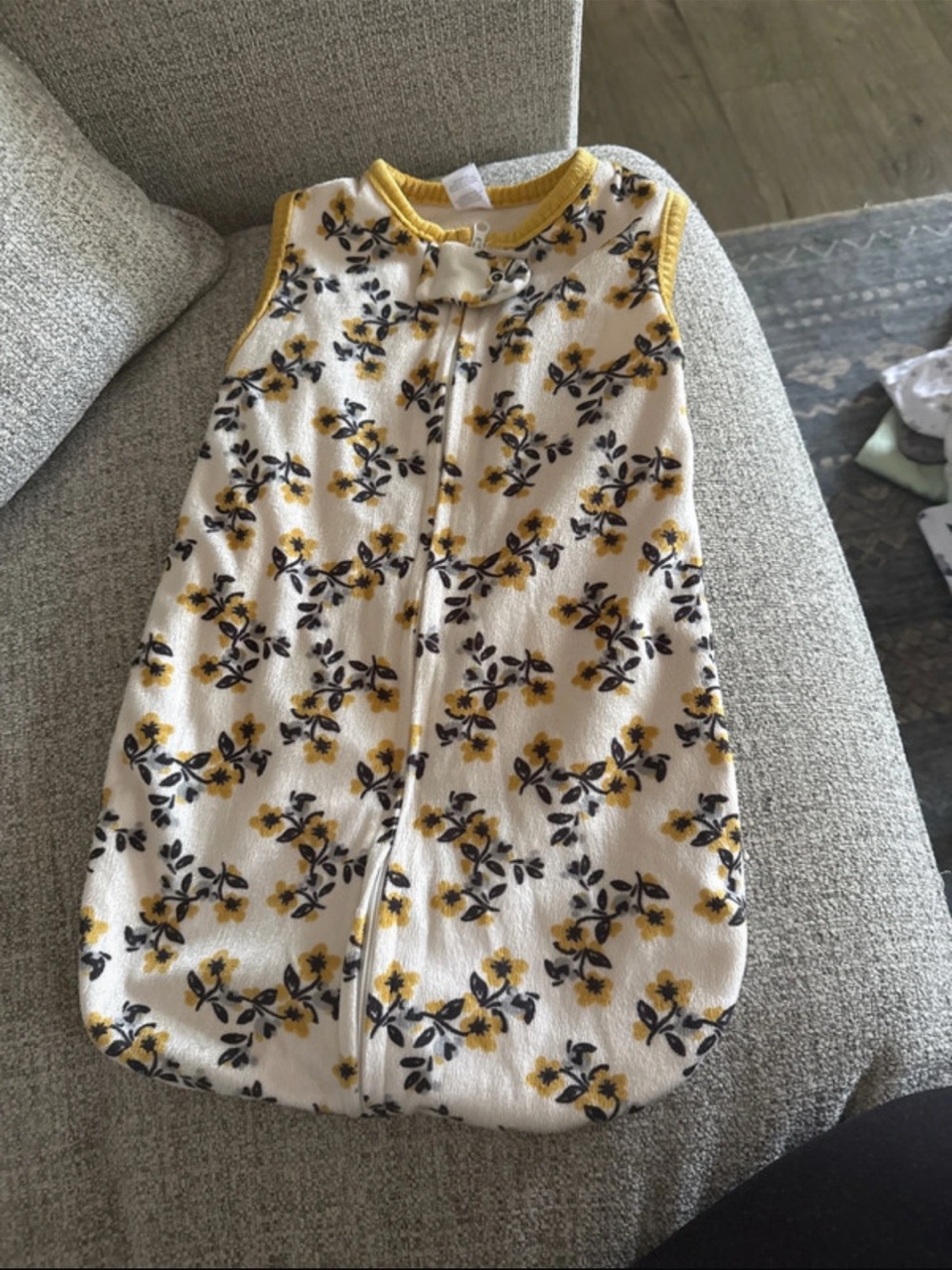 Modern Baby Yellow Floral Baby Sleep Sack with Zip Closure